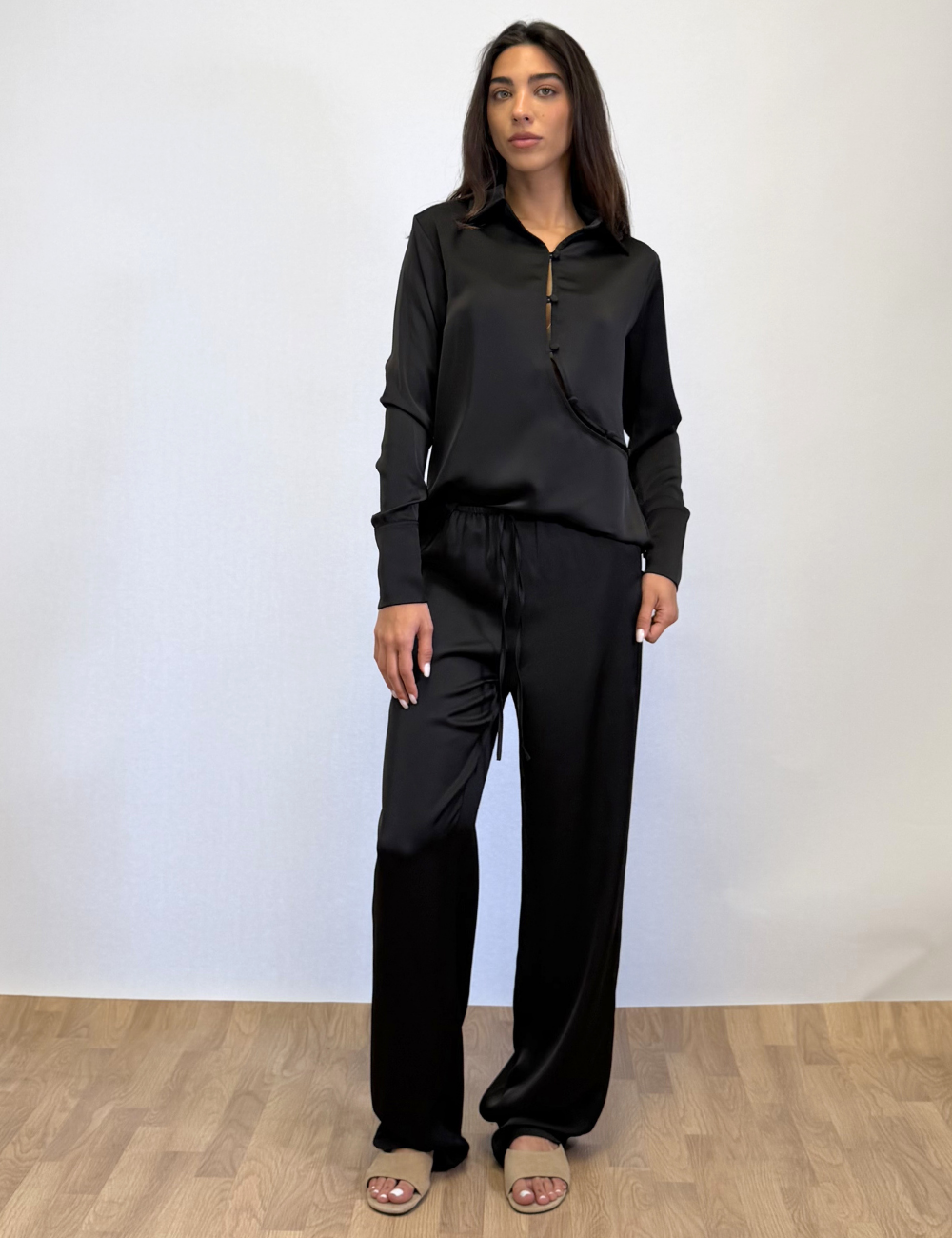 Silk Asymmetric Top In Black