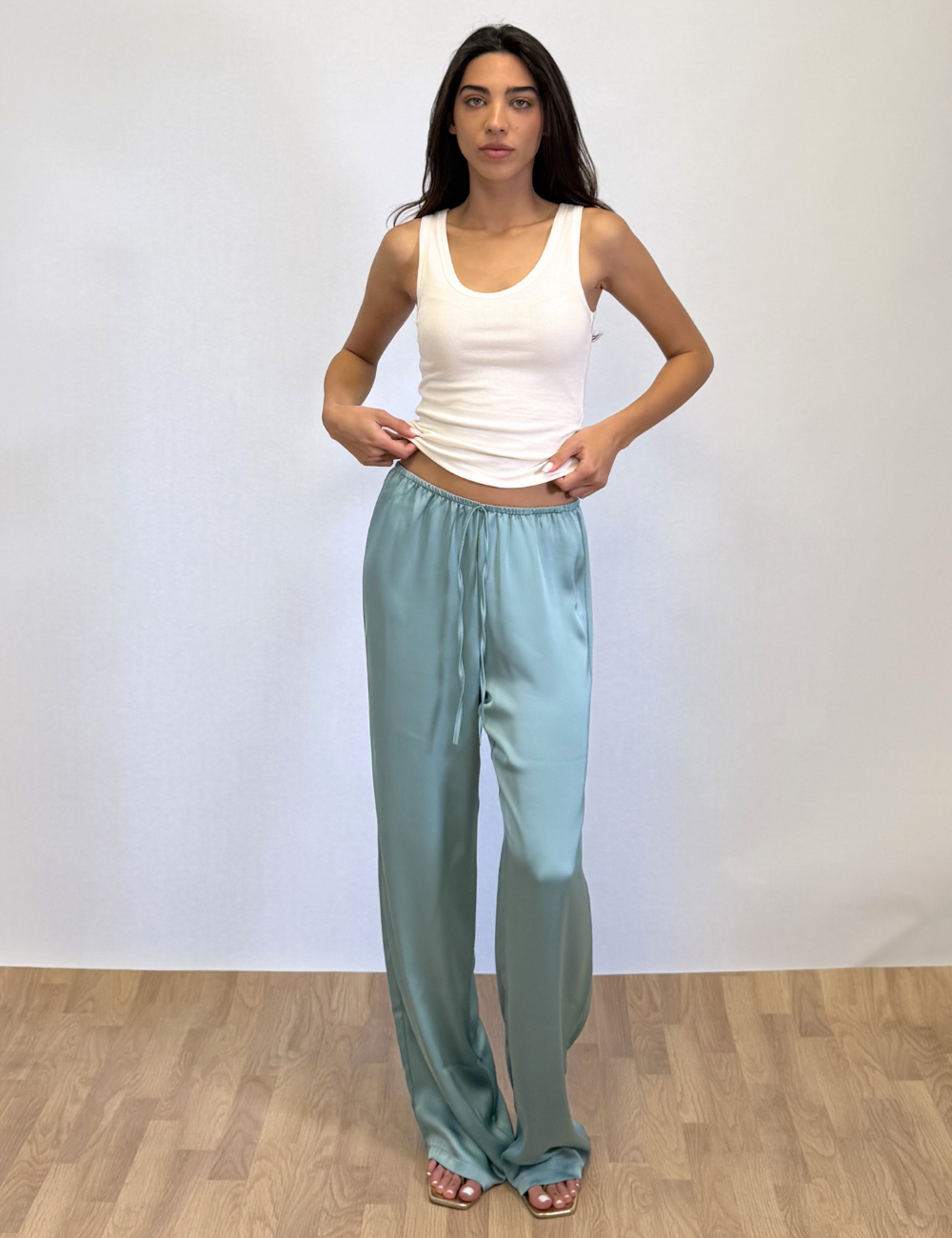 Silk Pants in Teal