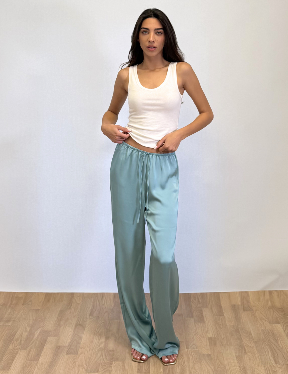 Silk Pants in Teal