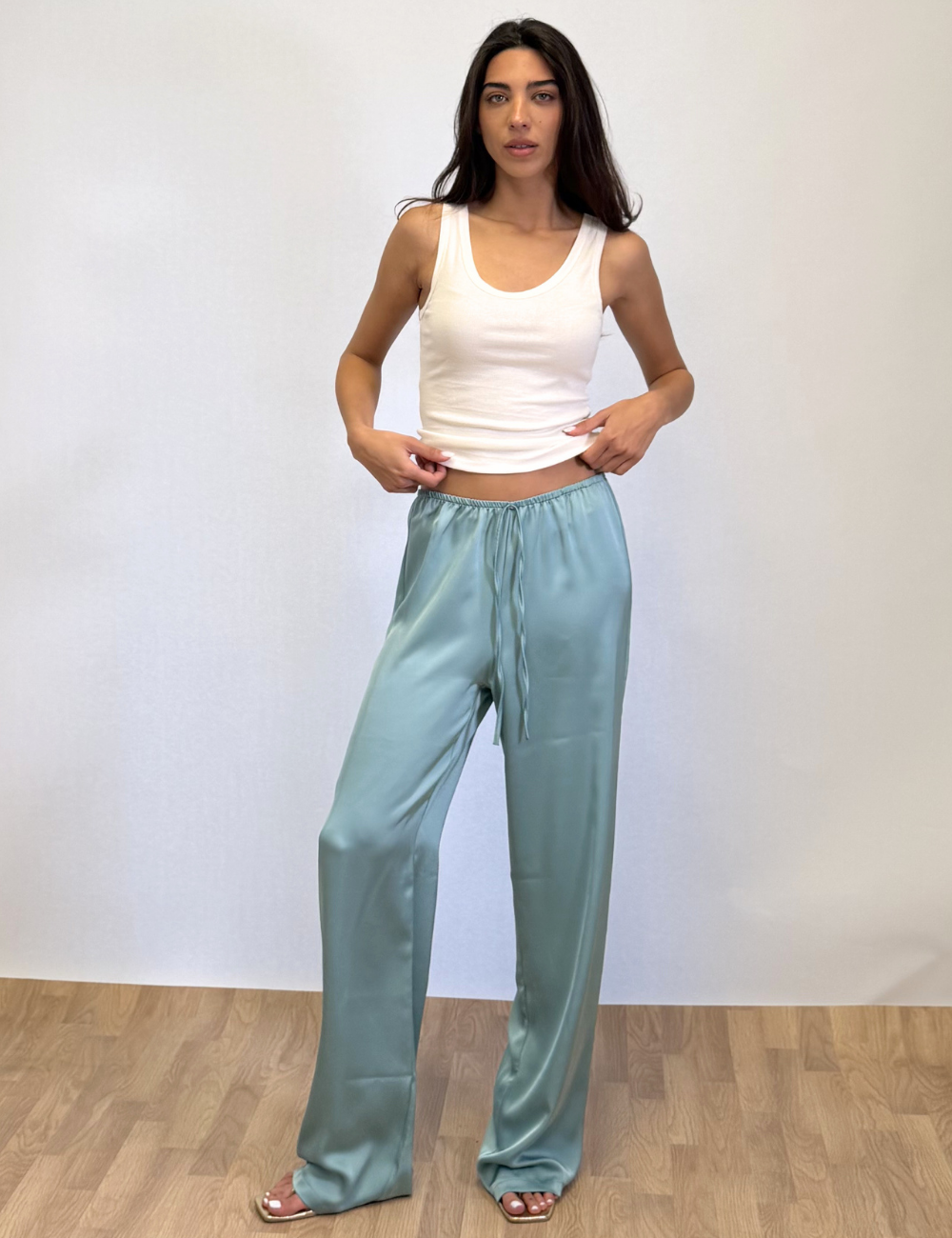 Silk Pants in Teal