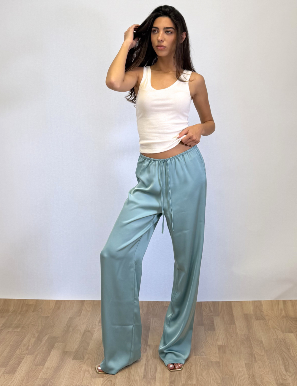 Silk Pants in Teal