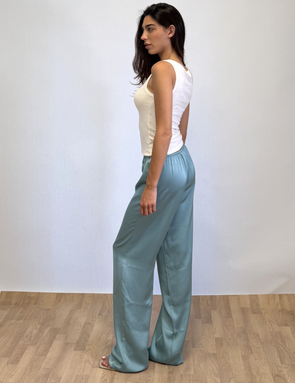 Silk Pants in Teal