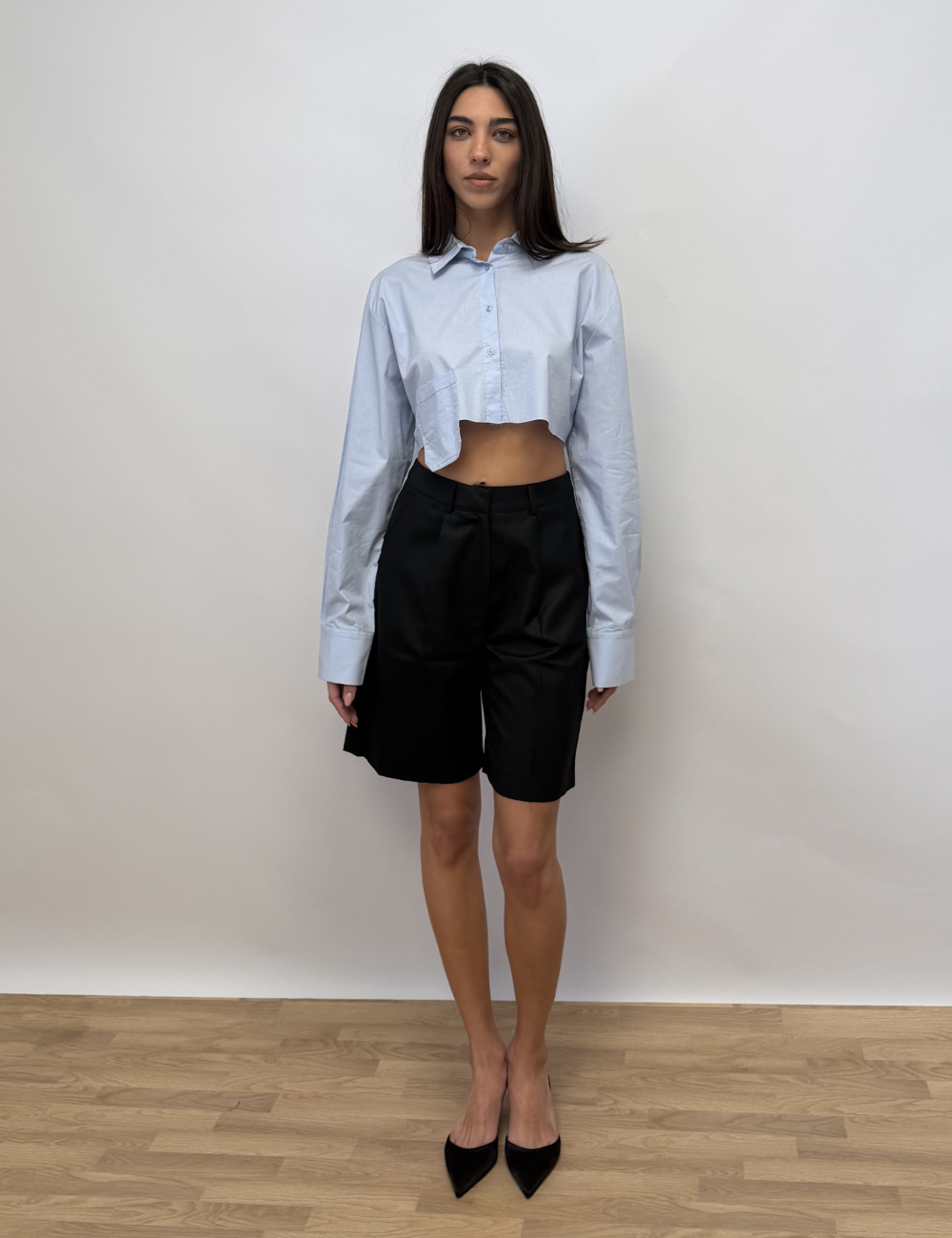 Deconstructed Cropped Shirt Top