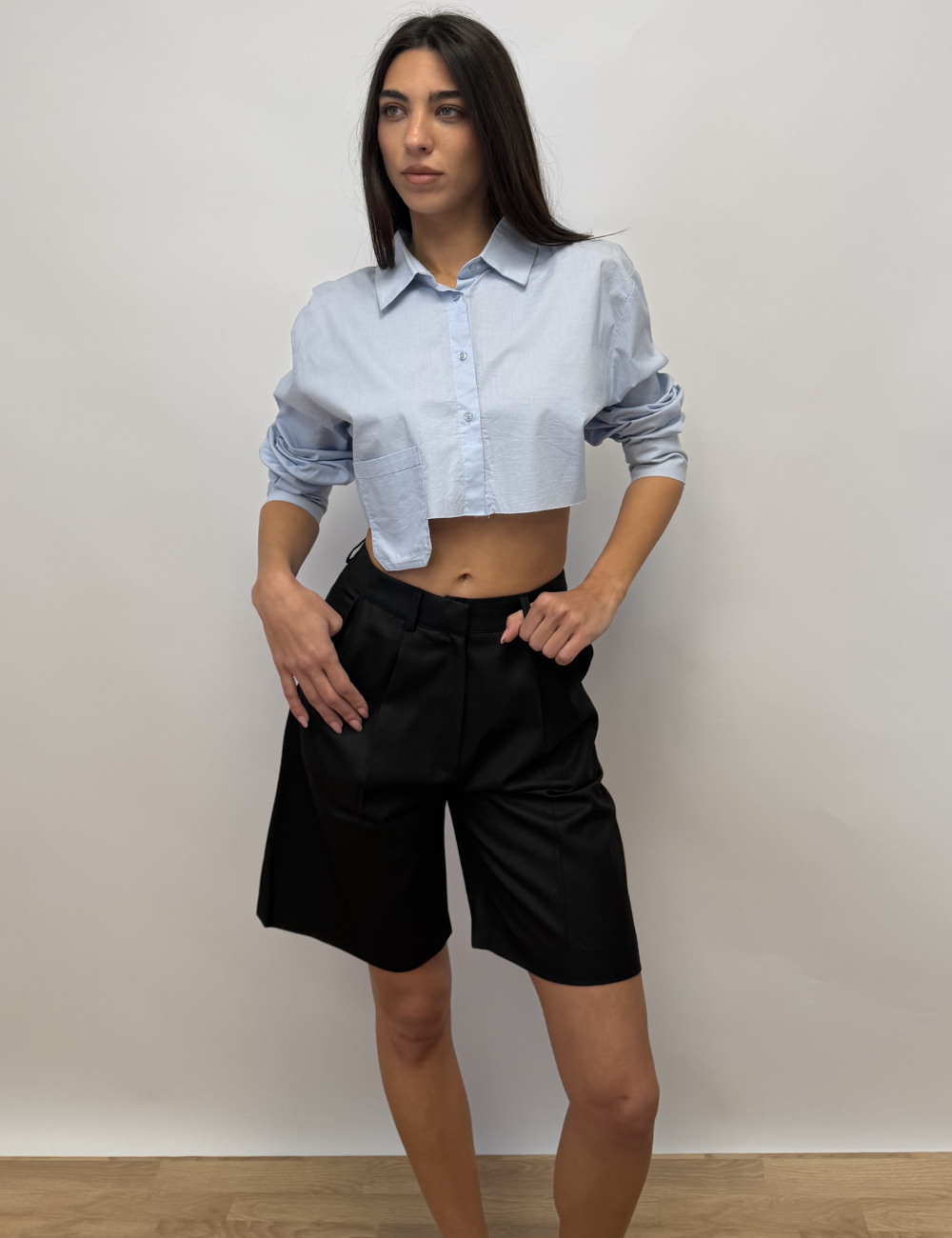 Deconstructed Cropped Shirt Top