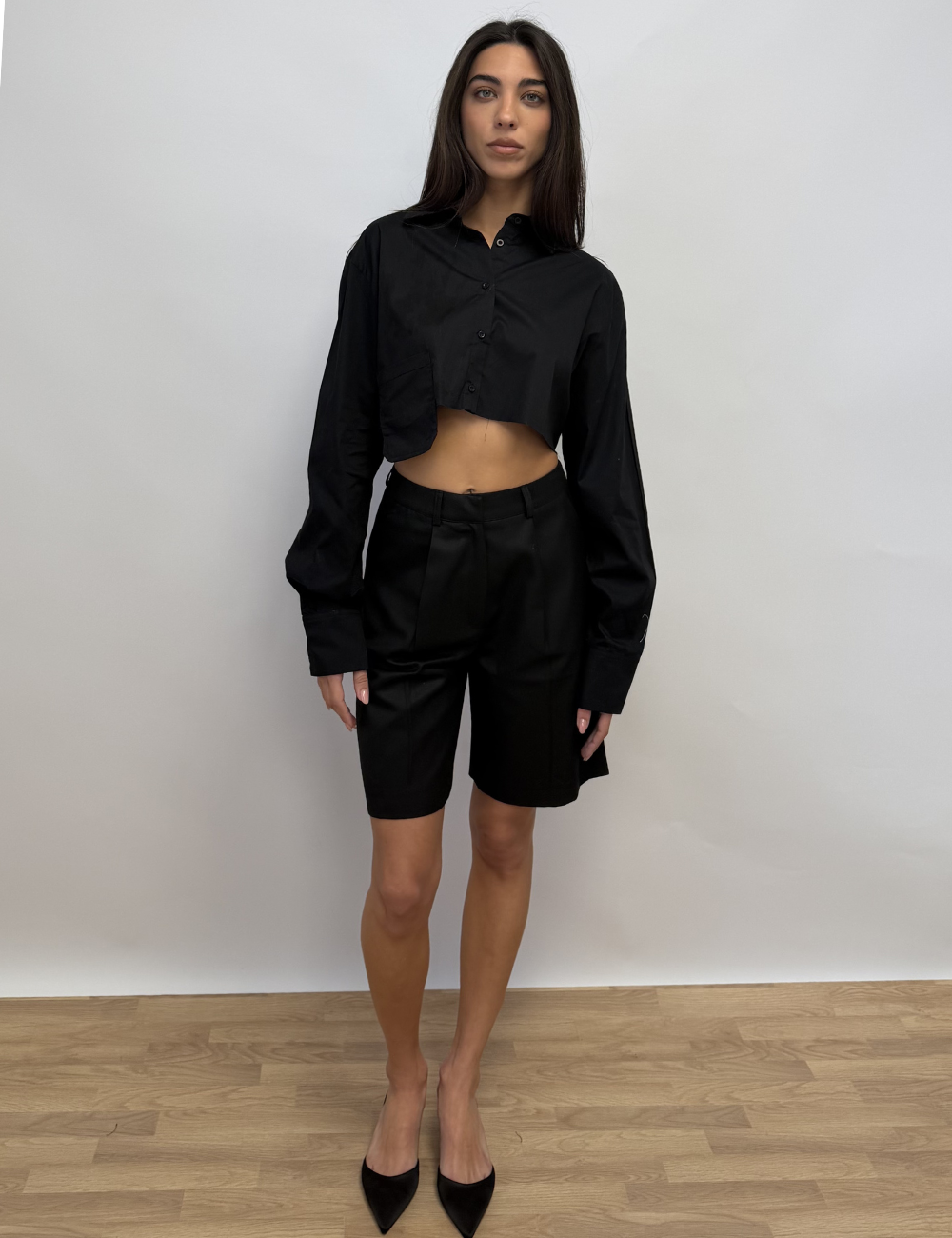 Deconstructed Cropped Shirt Top