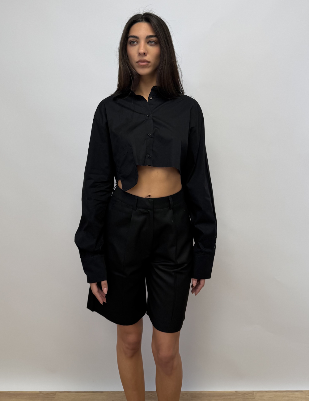 Deconstructed Cropped Shirt Top