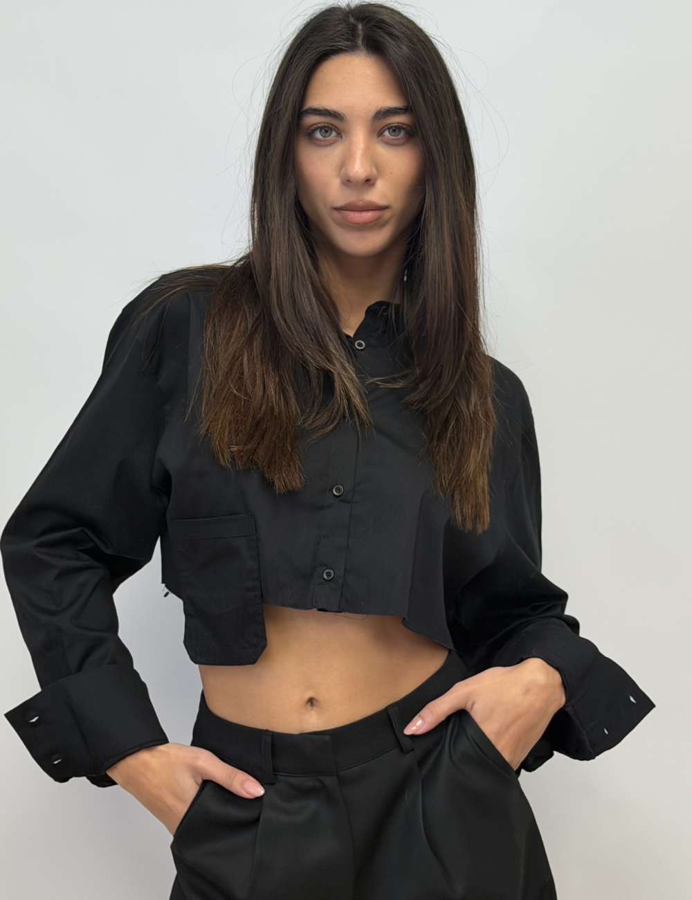 Deconstructed Cropped Shirt Top