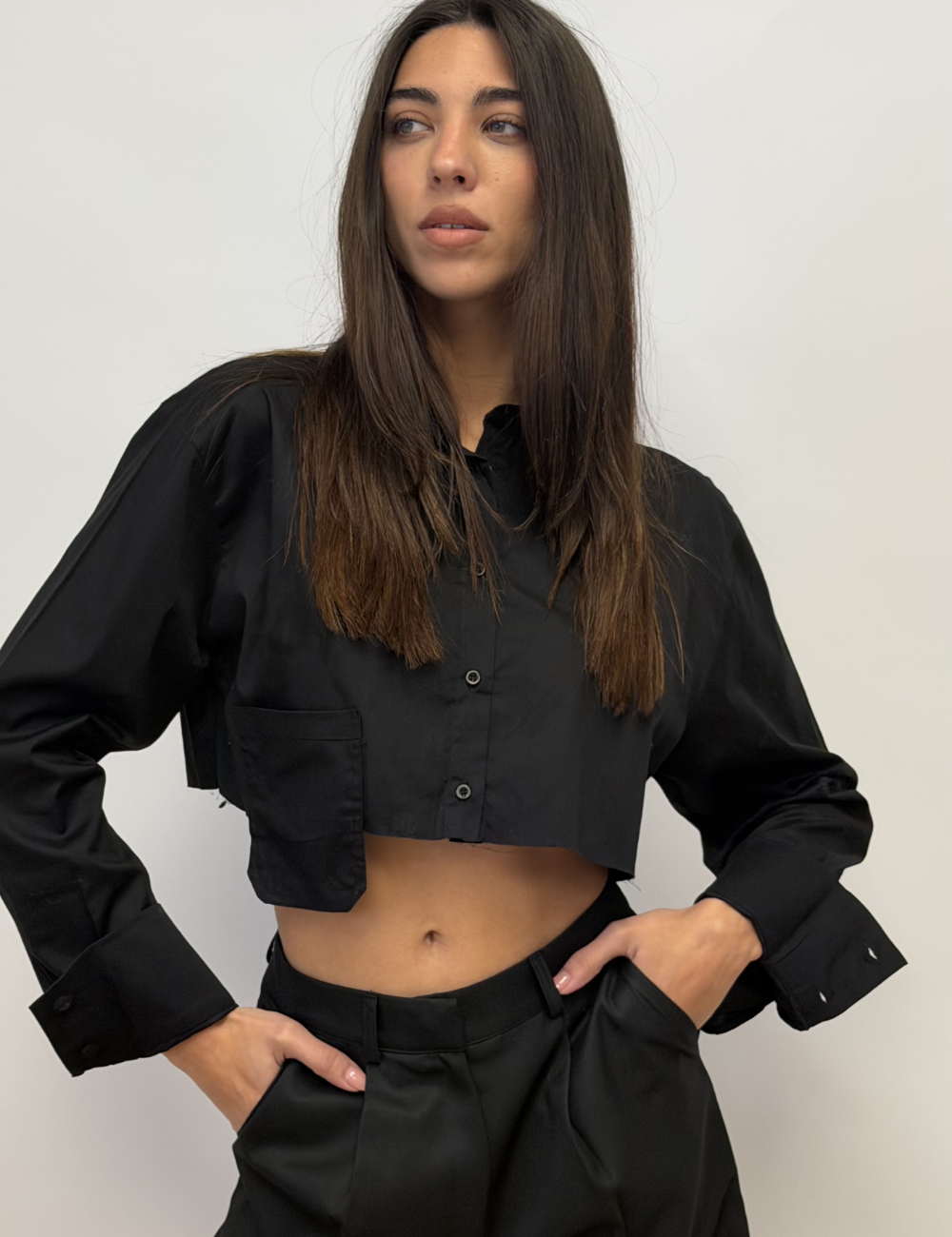 Deconstructed Cropped Shirt Top