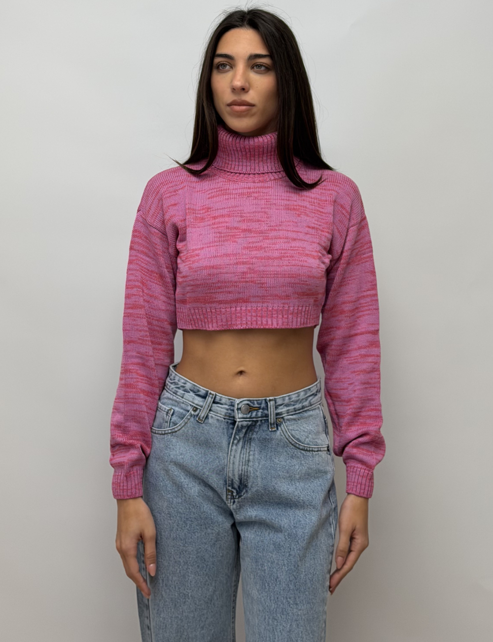 High Neck Knit Crop Top