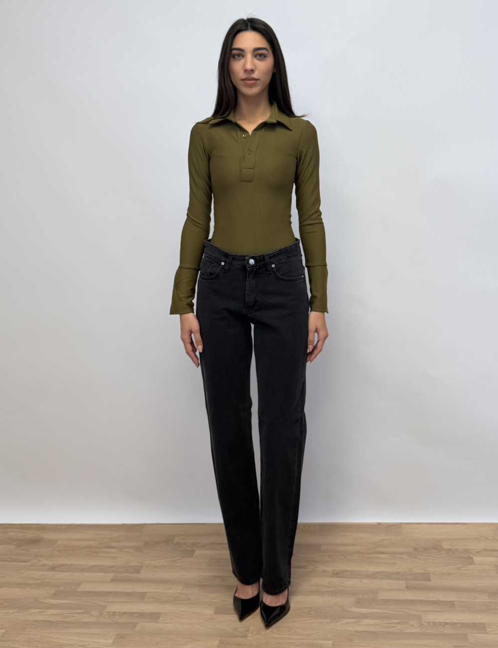 Long Sleeve Ribbed Polo