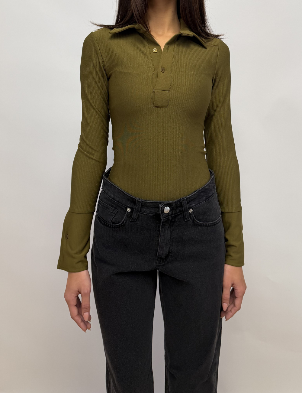 Long Sleeve Ribbed Polo